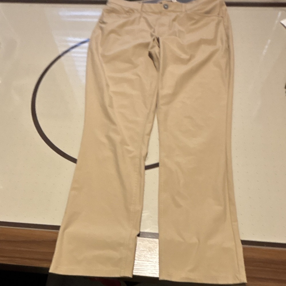 PUMA Men's Beige Casual Pants Flat Front Straight Leg Button Zip Closure 36